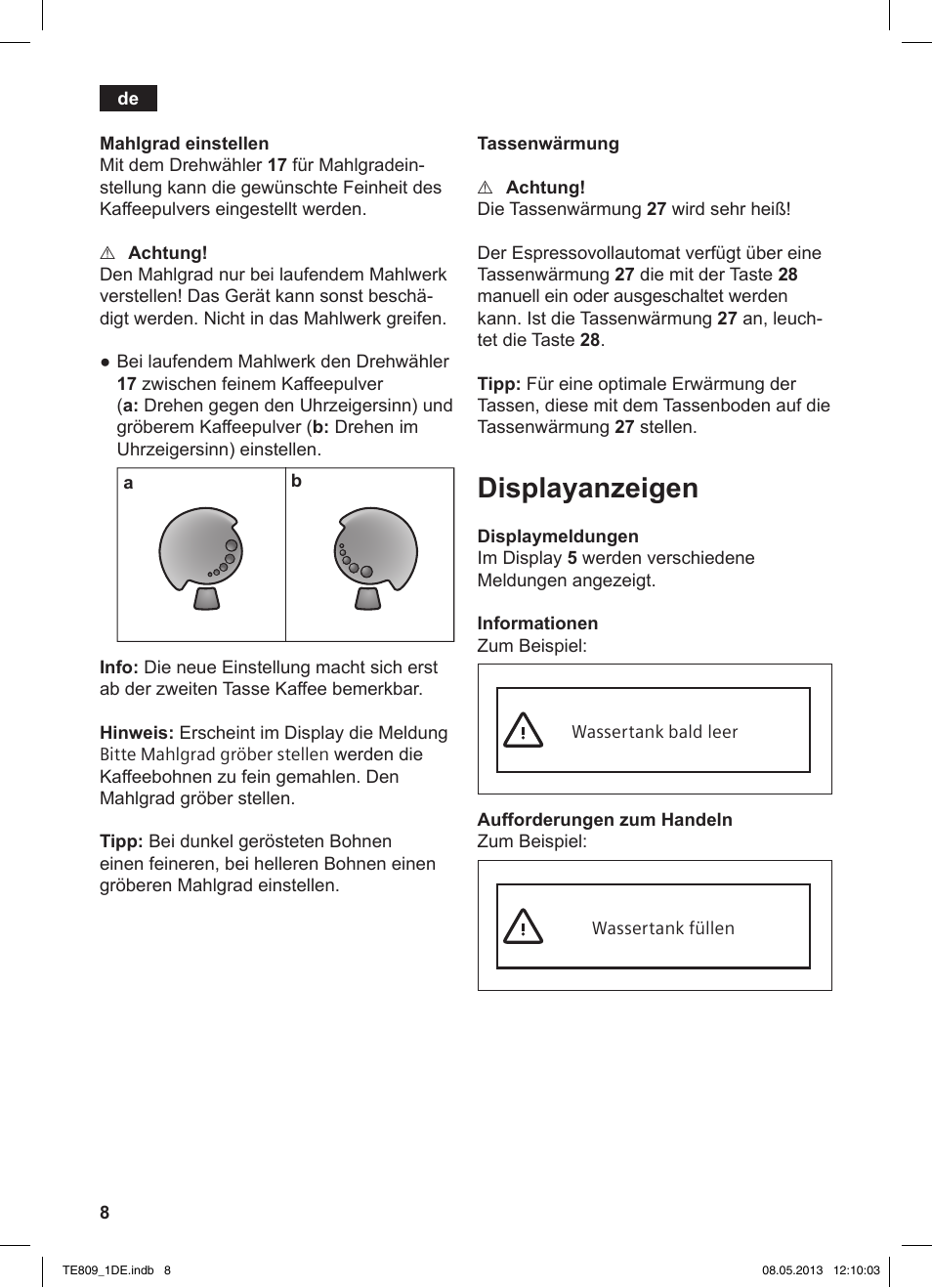 Displayanzeigen | Siemens TE809501DE User Manual | Page 12 / 116