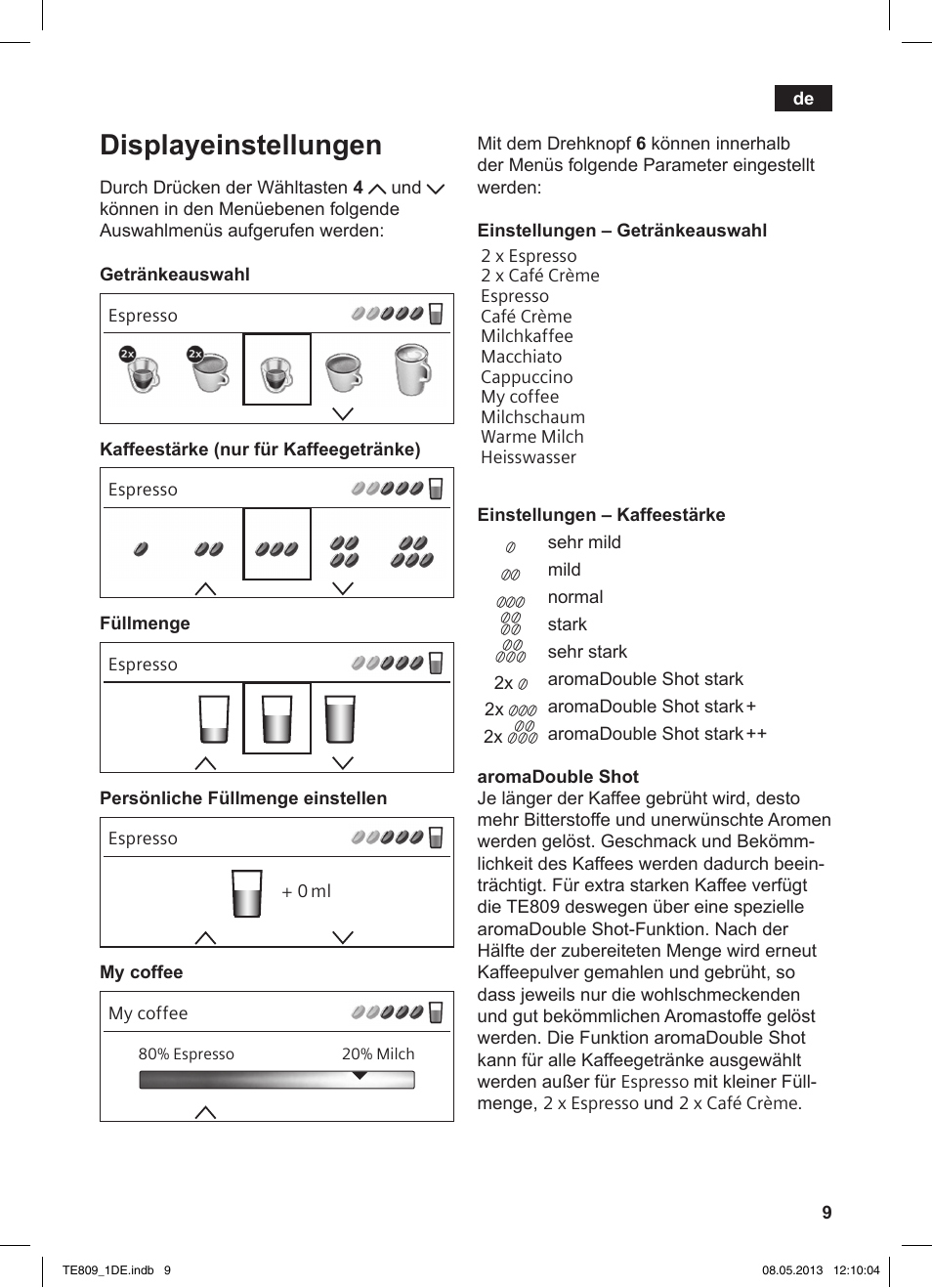 Displayeinstellungen | Siemens TE809501DE User Manual | Page 13 / 116