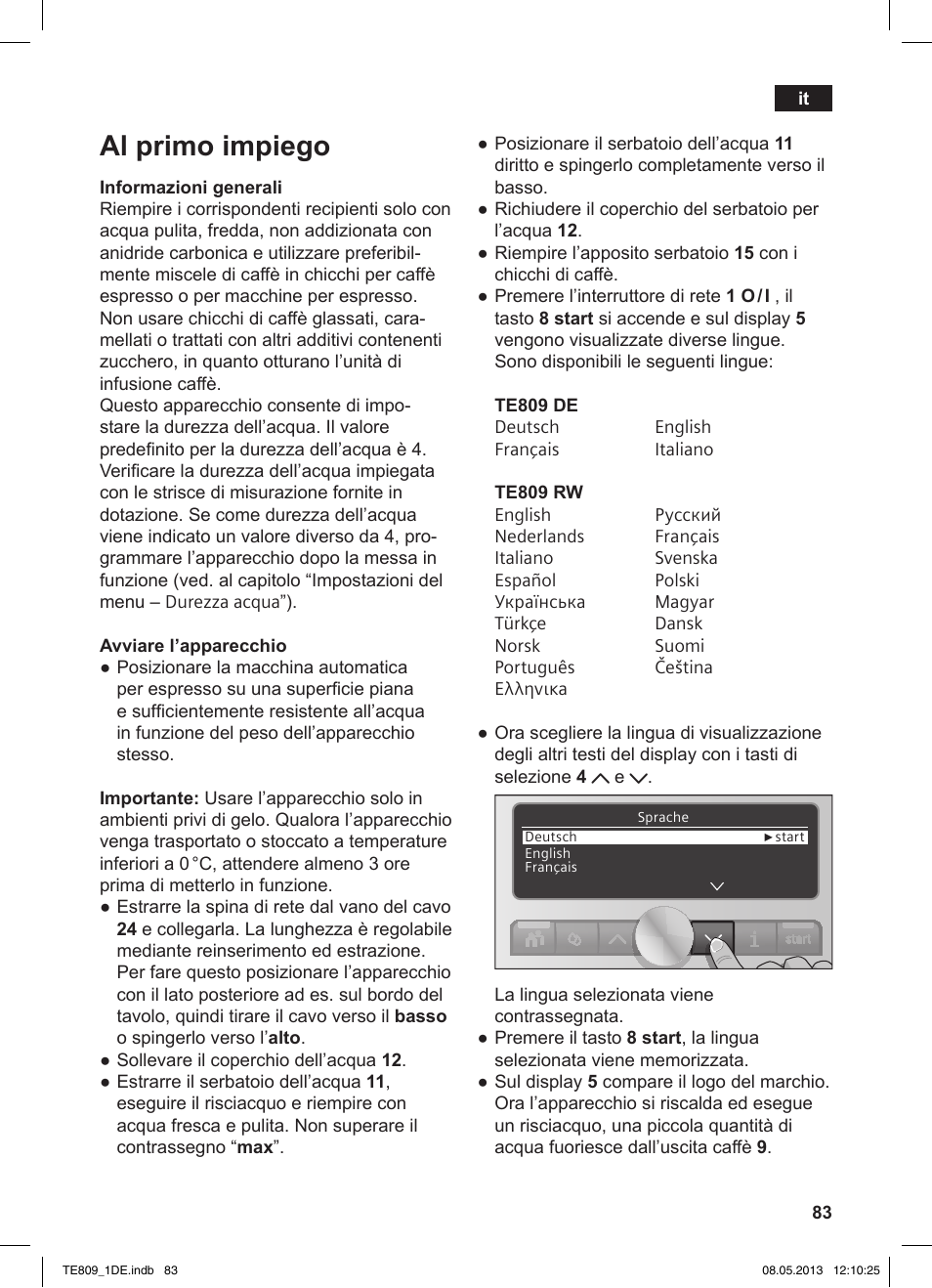 Al primo impiego | Siemens TE809501DE User Manual | Page 87 / 116