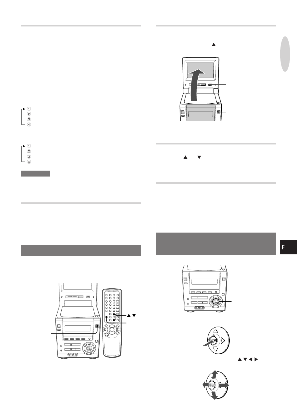 Utilisation de l'écran, Utilisation de la commande cursor, Activation/désactivation de l'illumination | Utilisation des écouteurs, Ouverture de l'écran, Changement de l'angle de l'écran, Activation/désactivation de l'écran | Aiwa XR-DV3M User Manual | Page 115 / 160