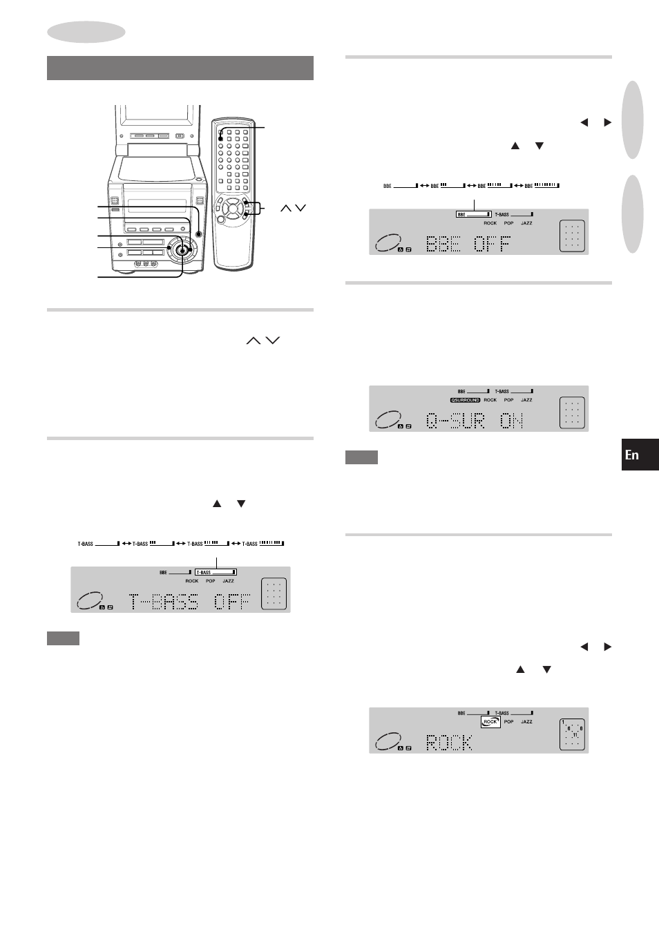 Audio adjustments, Volume, Super t-bass system | Enhancing the treble sound, Q surround system, Graphic equalizer | Aiwa XR-DV3M User Manual | Page 13 / 160