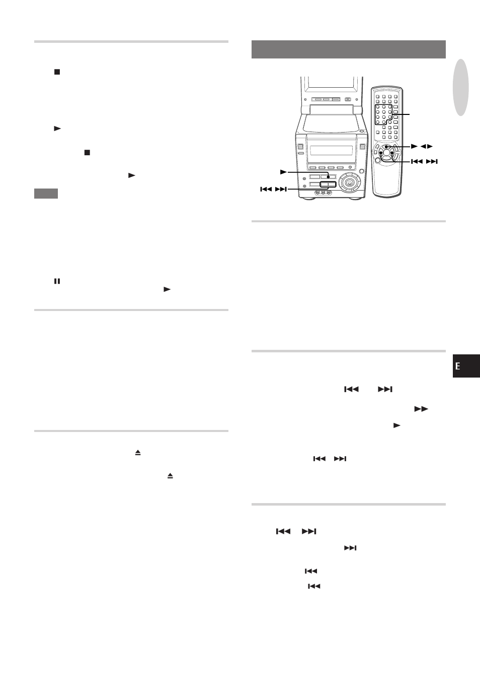 Selección de una pista, Reproducción en avance/ retroceso rápido, Salto | Parada y pausa, Marcas y búsqueda, Extracción de discos | Aiwa XR-DV3M User Manual | Page 67 / 160