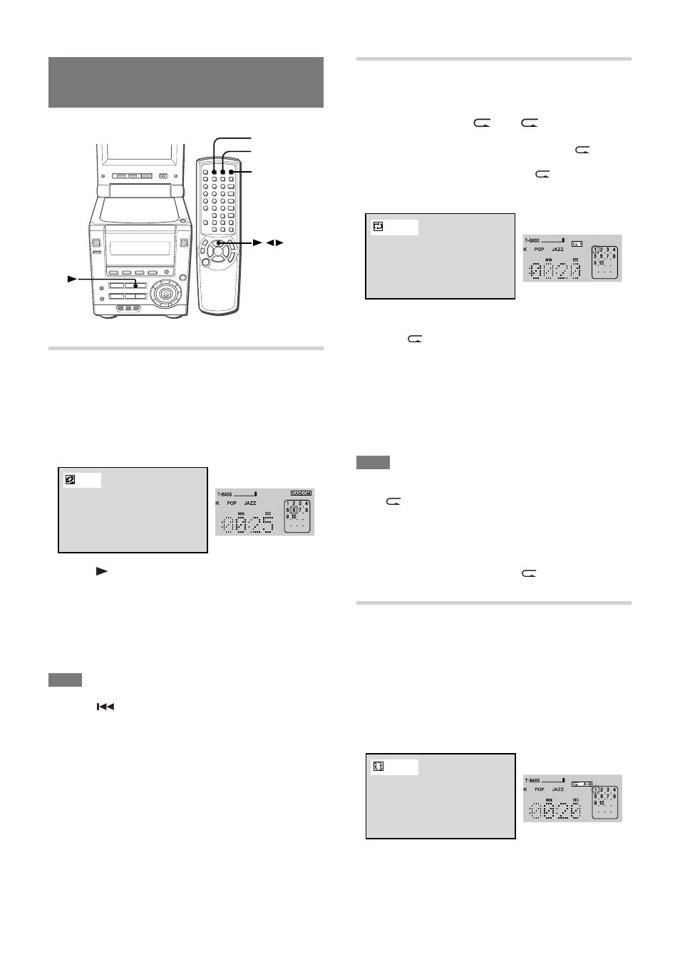 Reproducción aleatoria/ repetida, Reproducción repetida, Reproducción repetida a-b | Reproducción aleatoria | Aiwa XR-DV3M User Manual | Page 68 / 160