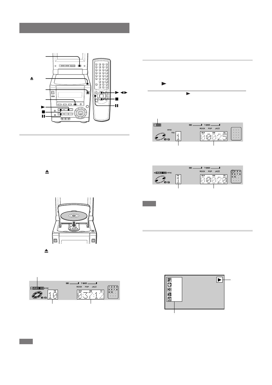 Operaciones básicas, Reproducción de un disco, Información mostrada en la pantalla del monitor | Cómo cargar un disco | Aiwa XR-DV3M User Manual | Page 72 / 160
