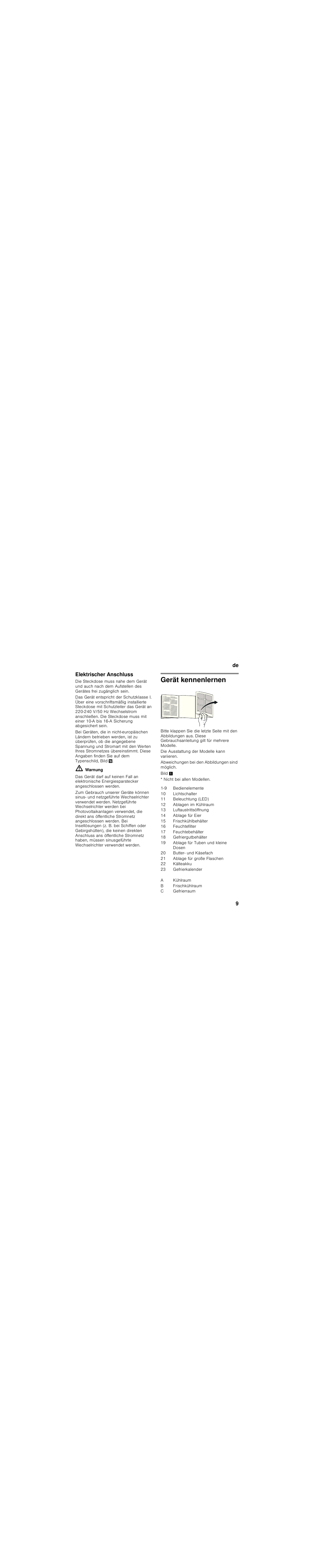 Elektrischer anschluss, Gerät kennenlernen | Siemens KG39FSB30 User Manual | Page 9 / 111