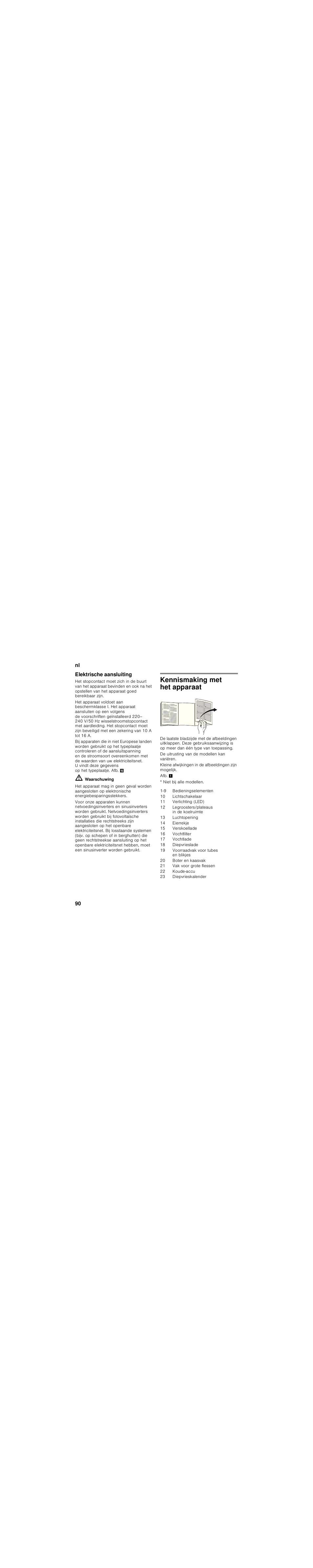 Elektrische aansluiting, Kennismaking met het apparaat | Siemens KG39FSB30 User Manual | Page 90 / 111