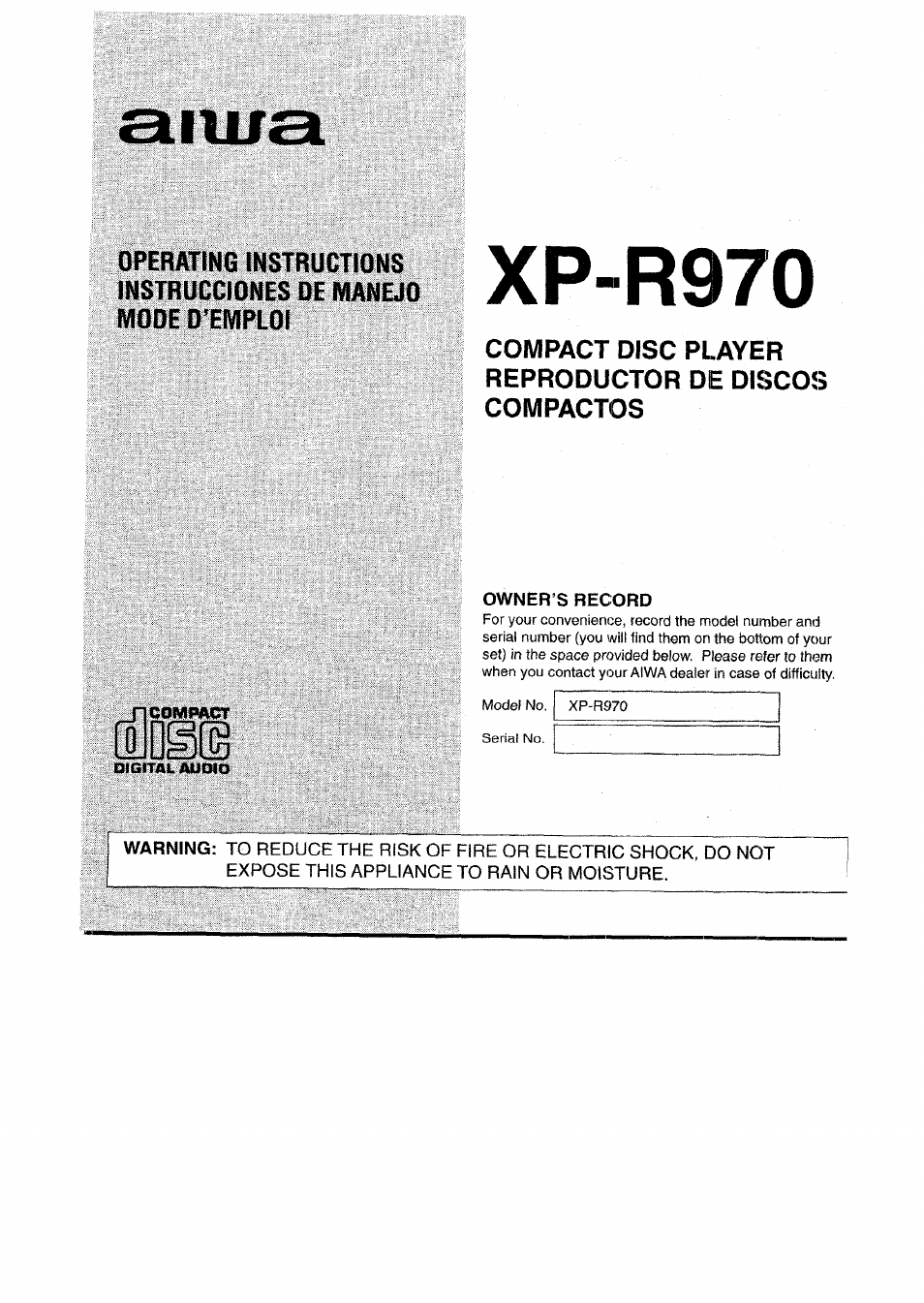 Aiwa XP-R970 User Manual | 28 pages