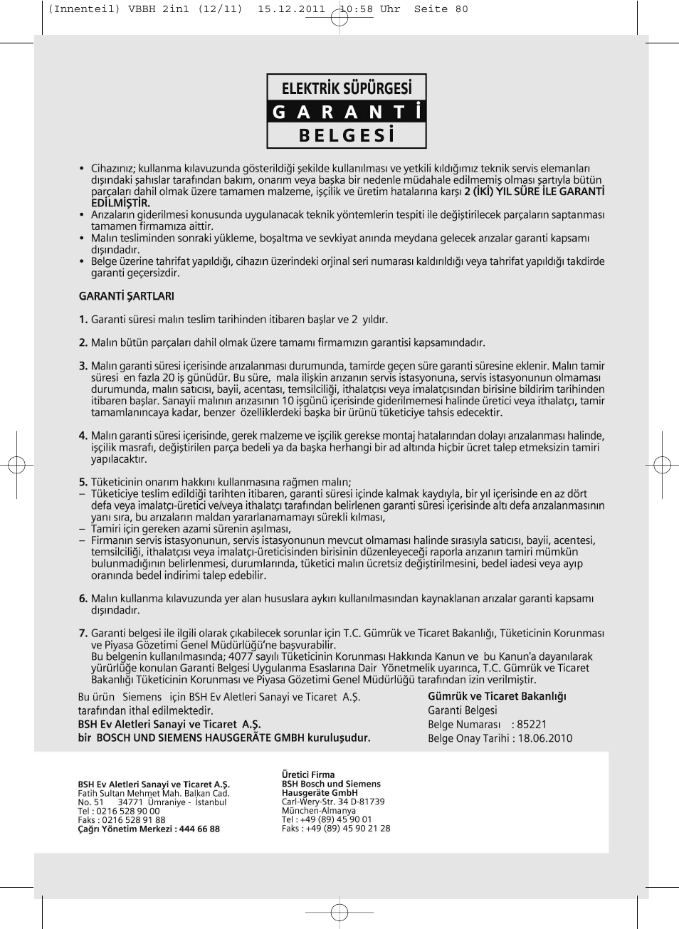 Siemens VBH14401 User Manual | Page 82 / 82