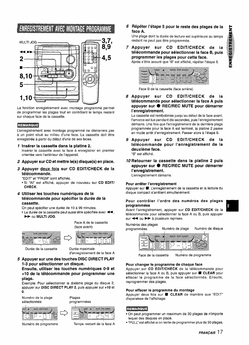 Emmm, Avec, Montage | Programme | Aiwa CX-NMT240 User Manual | Page 65 / 76