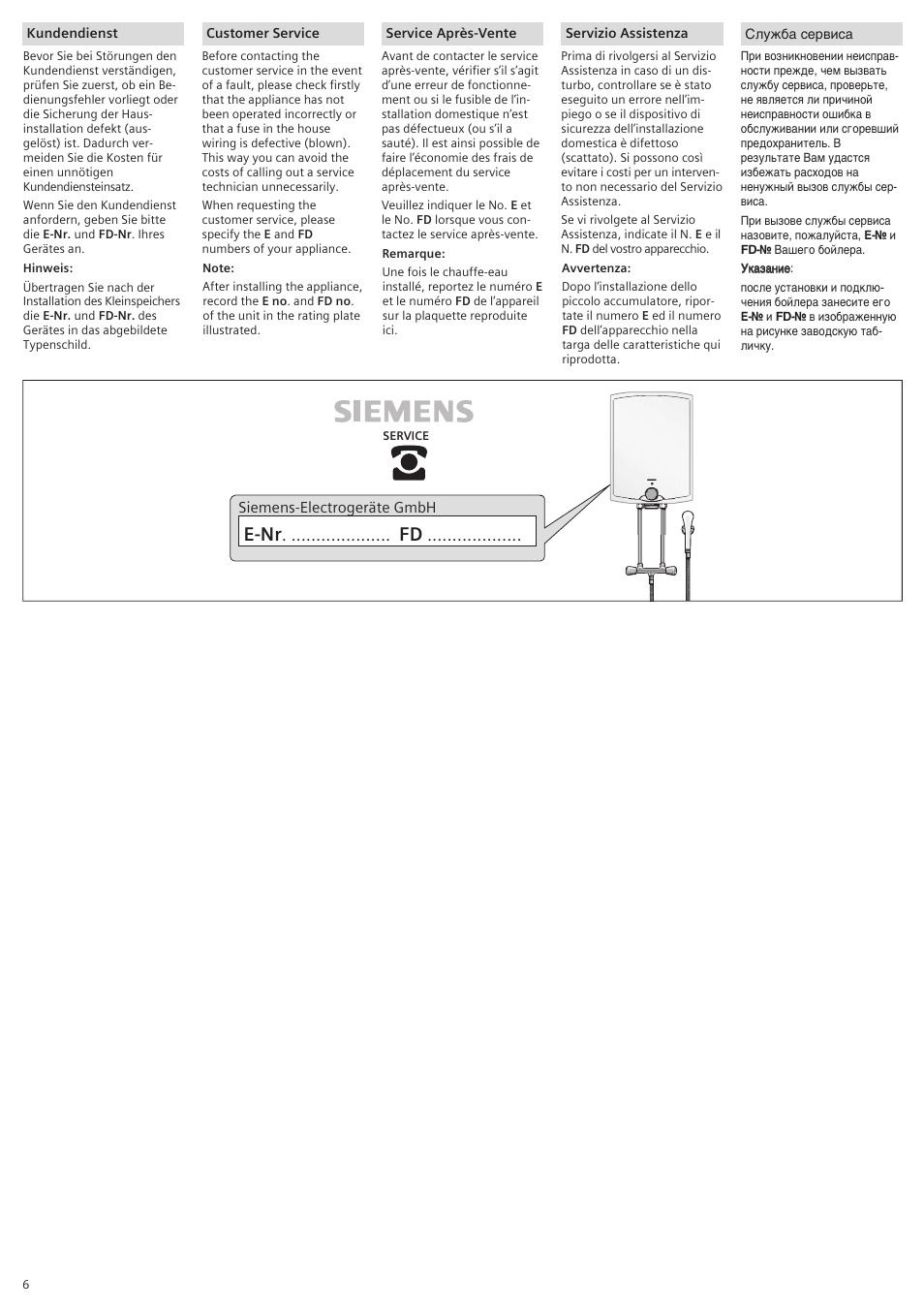 E-nr | Siemens DO15652 User Manual | Page 6 / 20