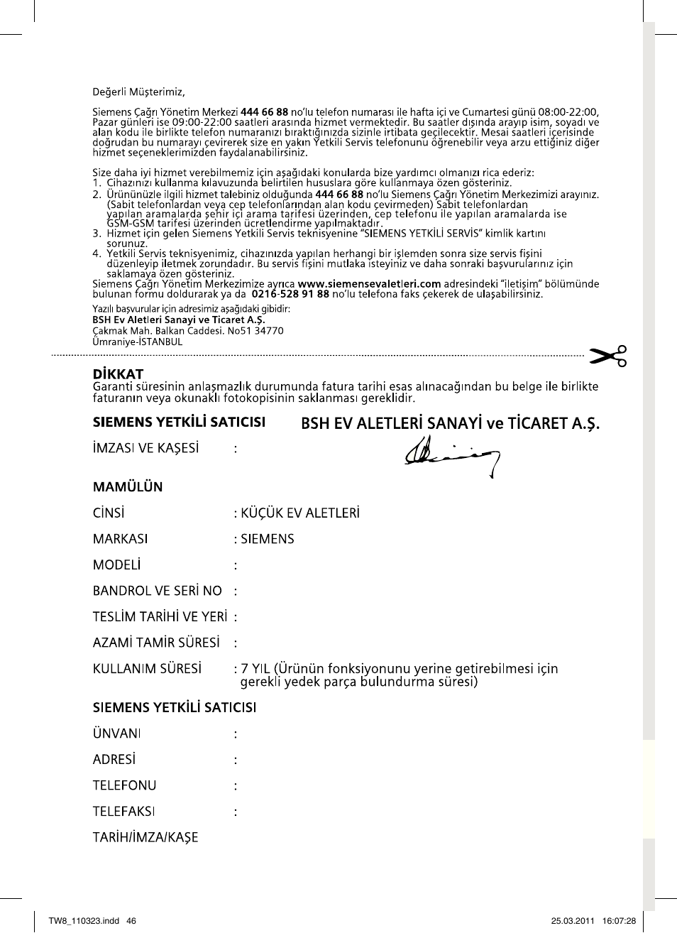 Siemens TW86105 User Manual | Page 48 / 76