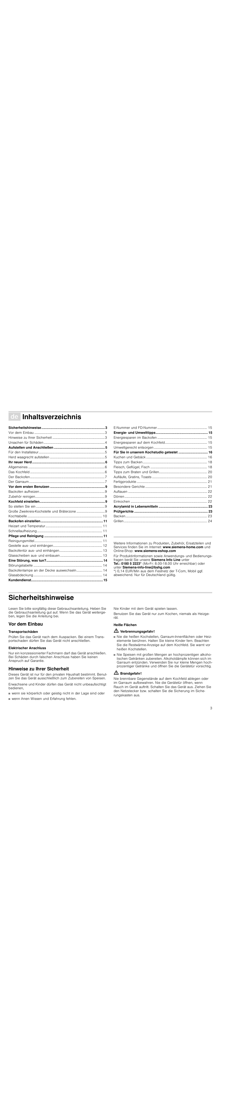 Siemens HC724220 User Manual | Page 3 / 92