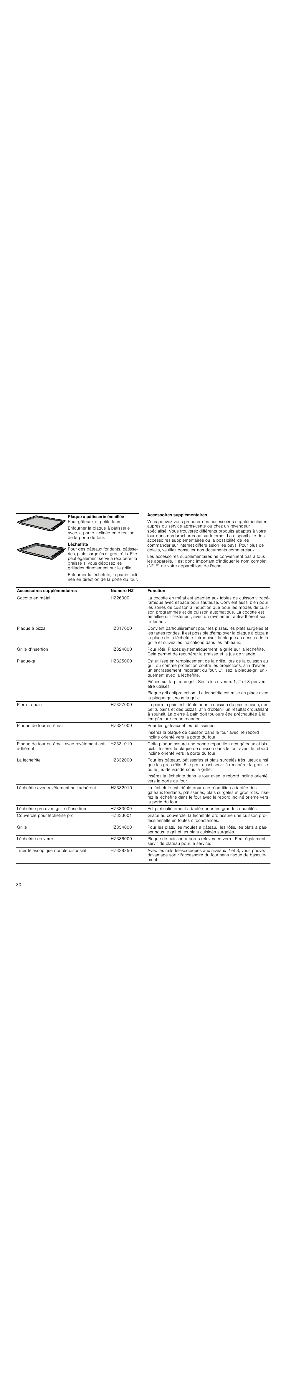 Accessoires supplémentaires | Siemens HC724220 User Manual | Page 30 / 92