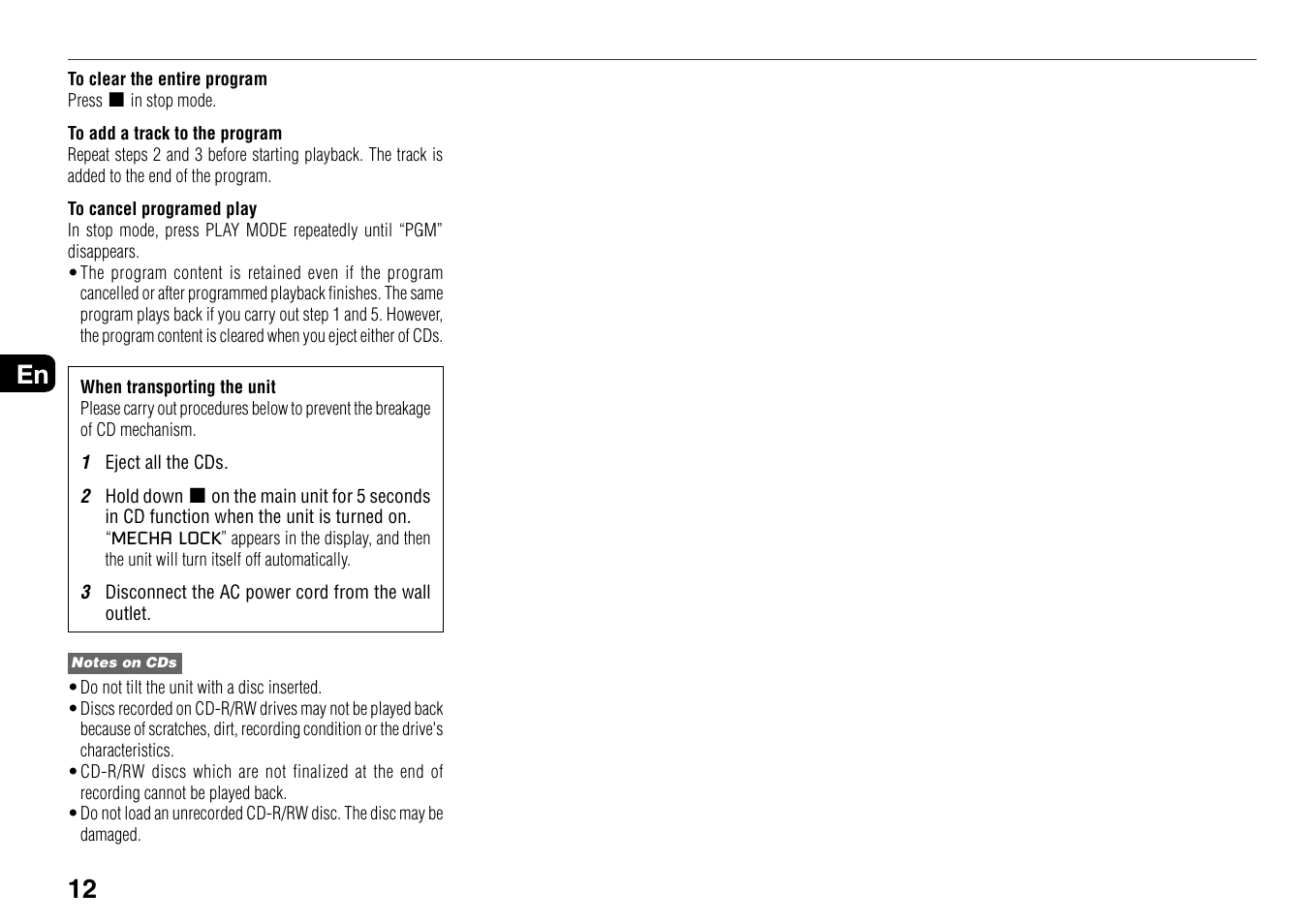 12 en | Aiwa BMZ-K1 User Manual | Page 12 / 46