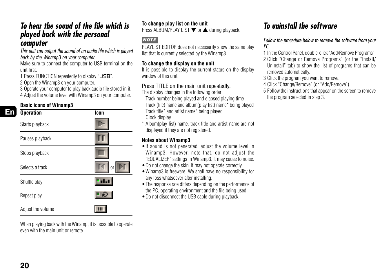 20 en | Aiwa BMZ-K1 User Manual | Page 20 / 46