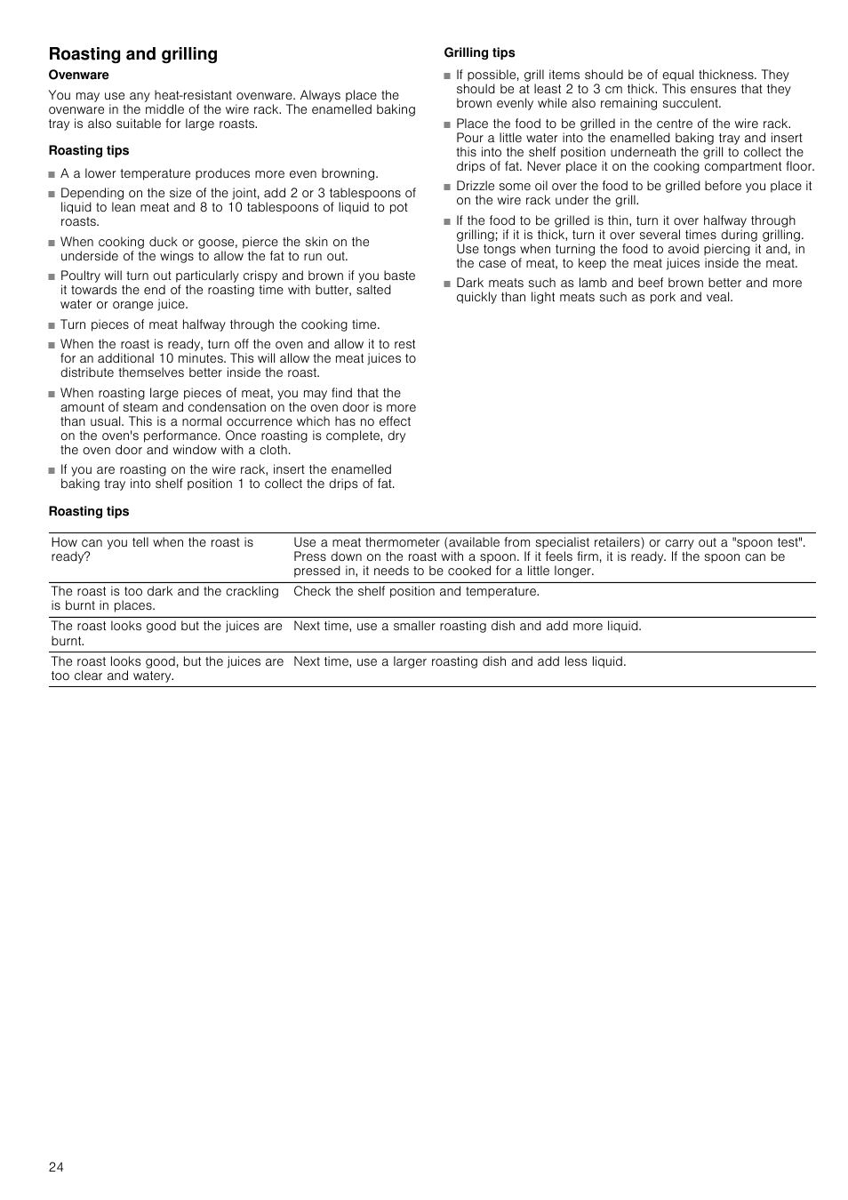 Roasting and grilling, Roasting tips, Grilling tips | Siemens HB933R51 User Manual | Page 23 / 160