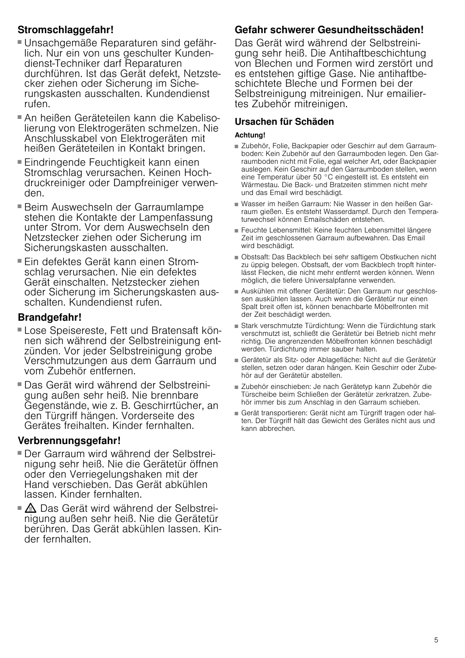 Stromschlaggefahr, Brandgefahr, Verbrennungsgefahr | Gefahr schwerer gesundheitsschäden, Ursachen für schäden, Achtung | Siemens HB933R51 User Manual | Page 4 / 160