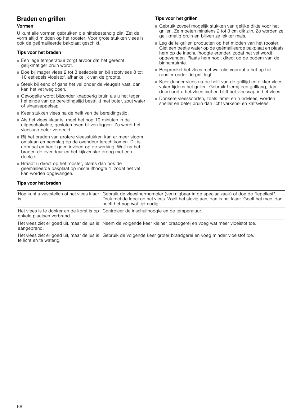 Braden en grillen, Tips voor het braden, Tips voor het grillen | Siemens HB933R51 User Manual | Page 67 / 160