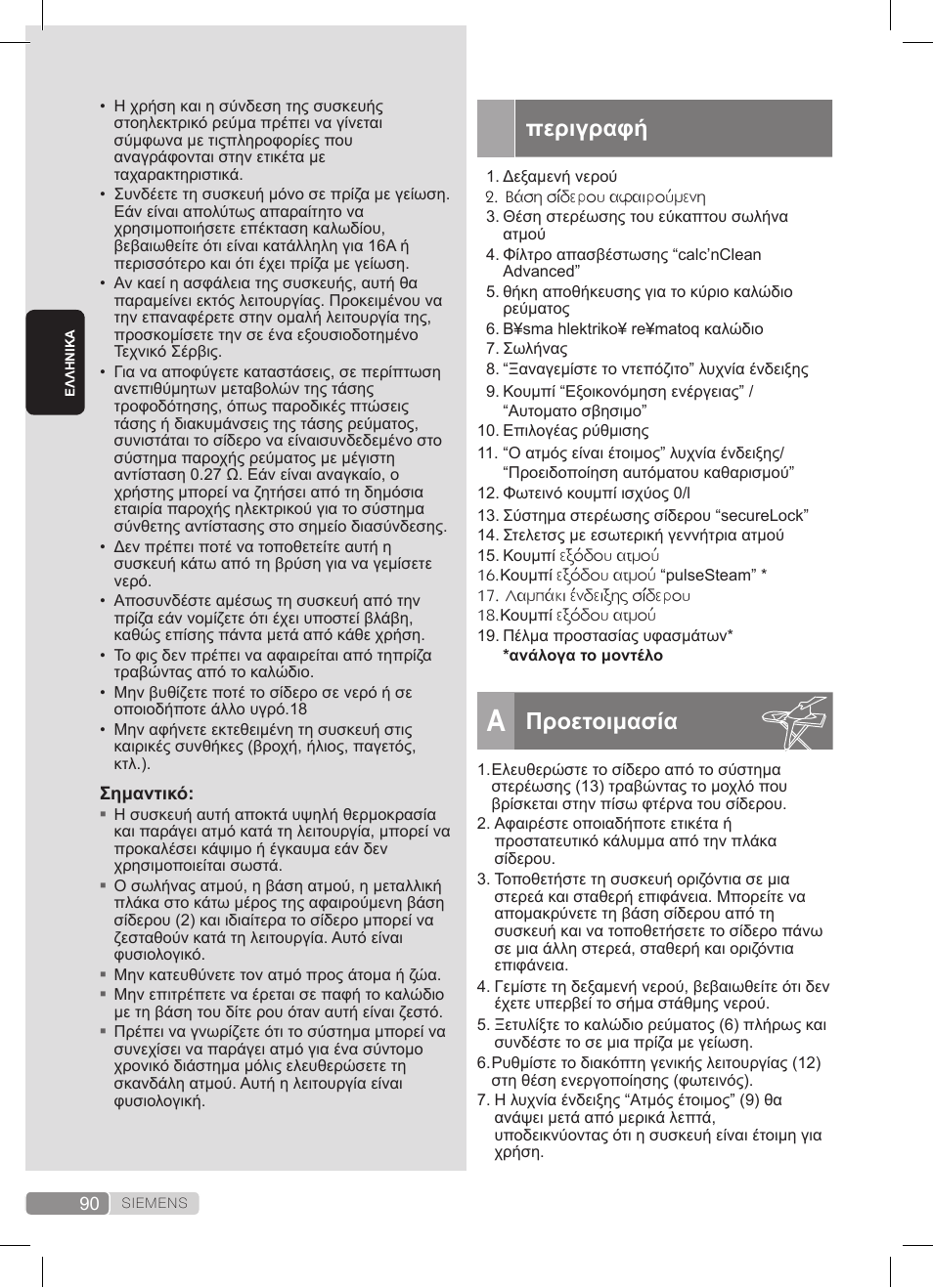 Περιγραφή, Προετοιμασία | Siemens TS22XTRM User Manual | Page 90 / 152