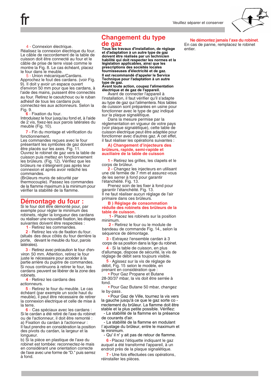 Démontage du four, Changement du type de gaz | Siemens EG20158EU User Manual | Page 10 / 28