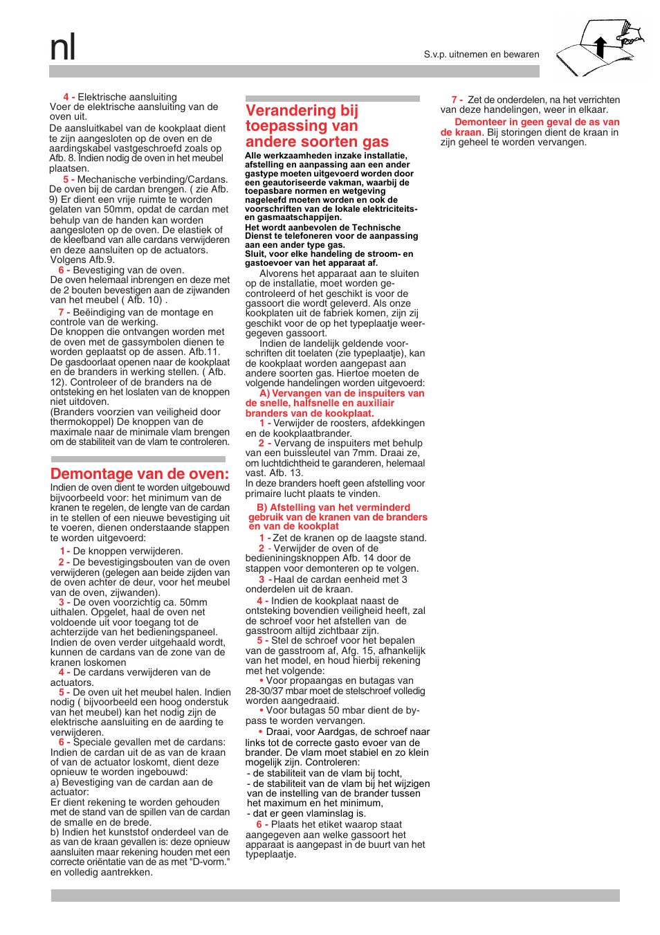 Demontage van de oven, Verandering bij toepassing van andere soorten gas | Siemens EG20158EU User Manual | Page 16 / 28