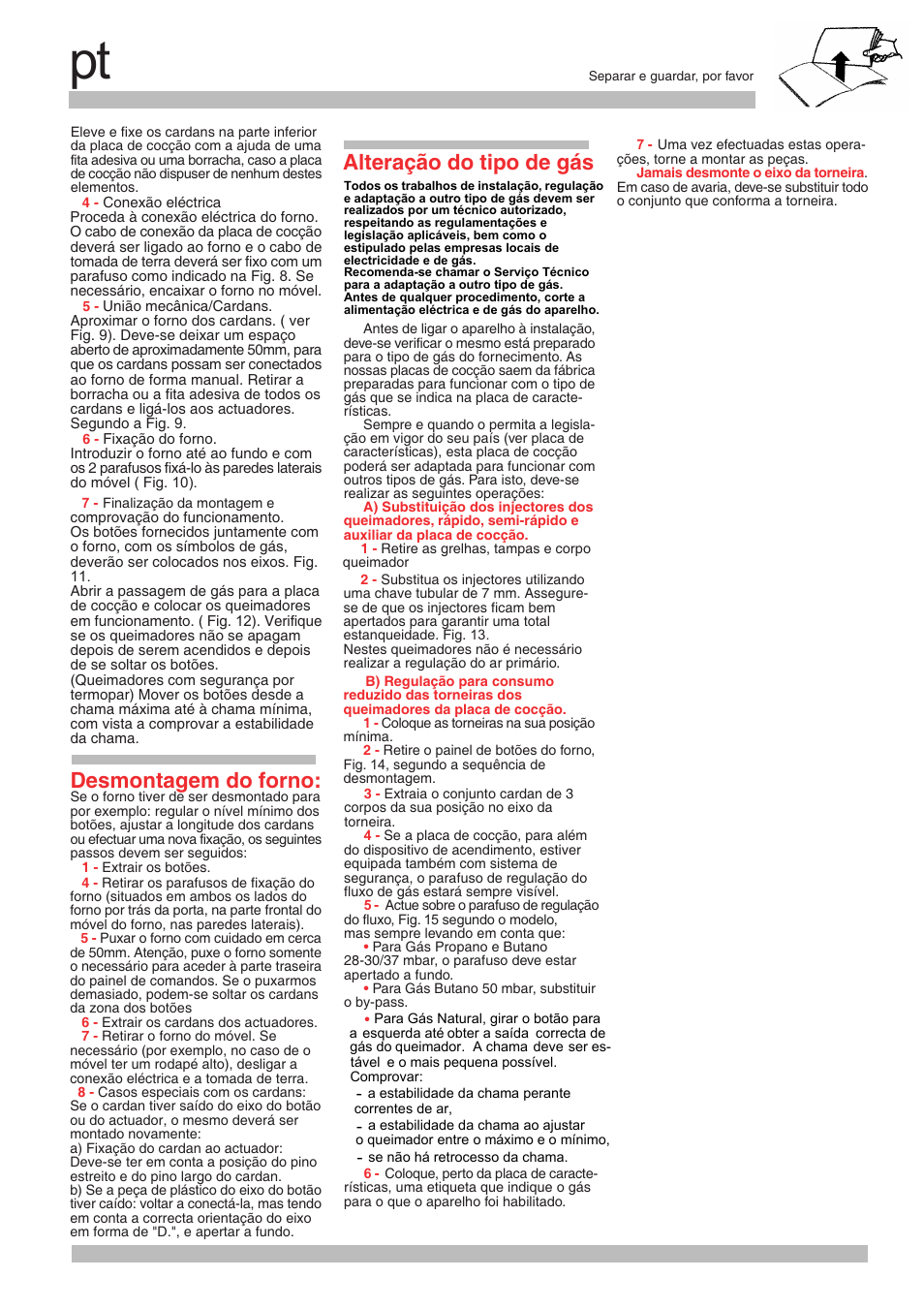 Desmontagem do forno, Alteração do tipo de gás | Siemens EG20158EU User Manual | Page 18 / 28