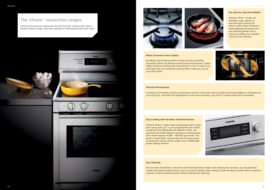 The xtronic, Convection ranges | Siemens 30inc Stainless Gas Cooktop User Manual | Page 11 / 28