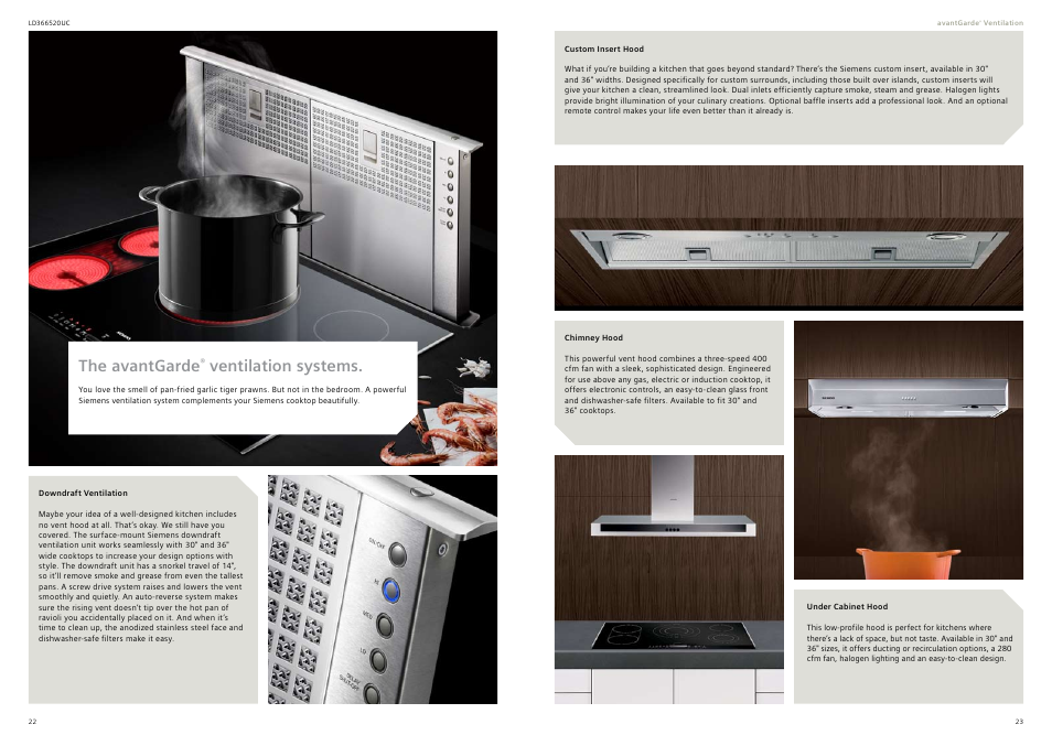 The avantgarde, Ventilation systems | Siemens 30inc Stainless Gas Cooktop User Manual | Page 12 / 28