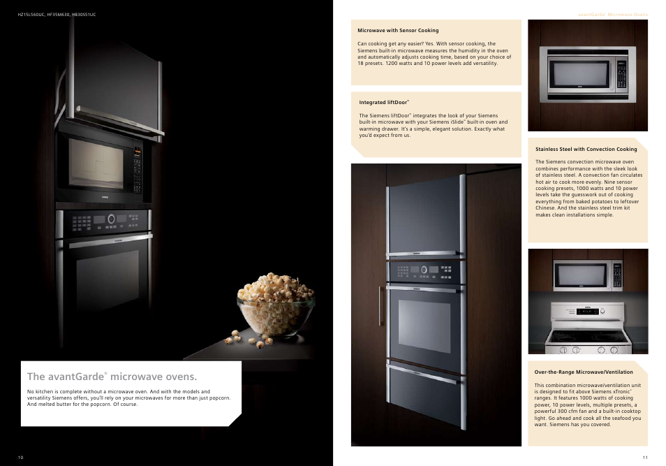 The avantgarde, Microwave ovens | Siemens 30inc Stainless Gas Cooktop User Manual | Page 6 / 28