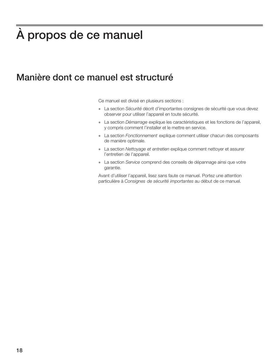 À propos de ce manuel, Manière dont ce manuel est structuré | Siemens 30inc Warming Drawer User Manual | Page 18 / 48