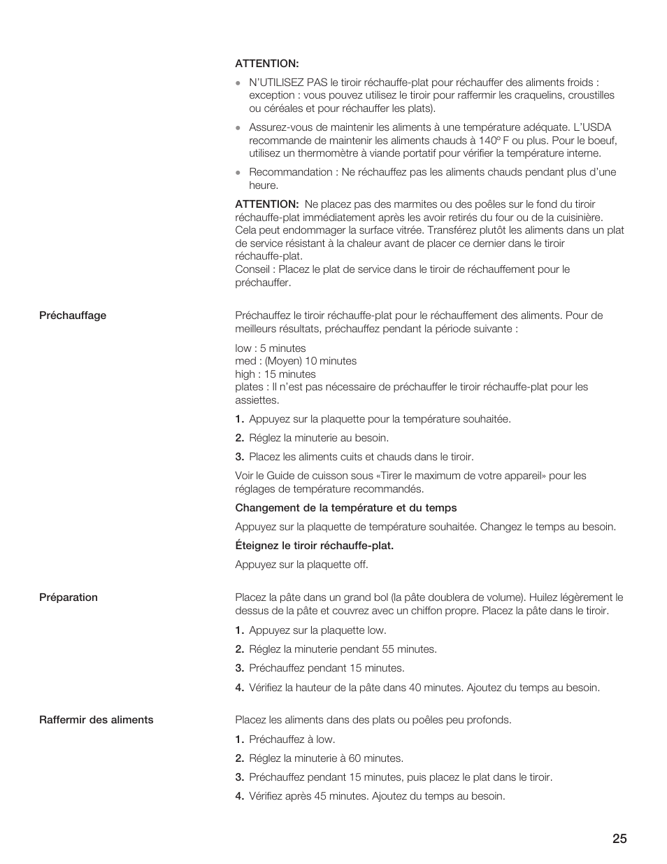 Siemens 30inc Warming Drawer User Manual | Page 25 / 48