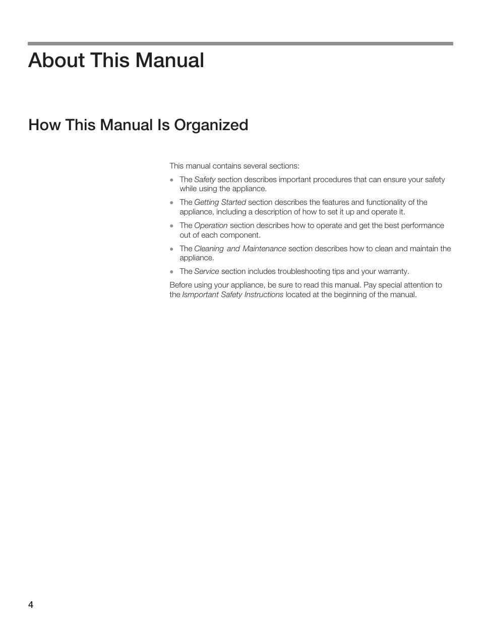 About this manual, How this manual is organized | Siemens 30inc Warming Drawer User Manual | Page 4 / 48