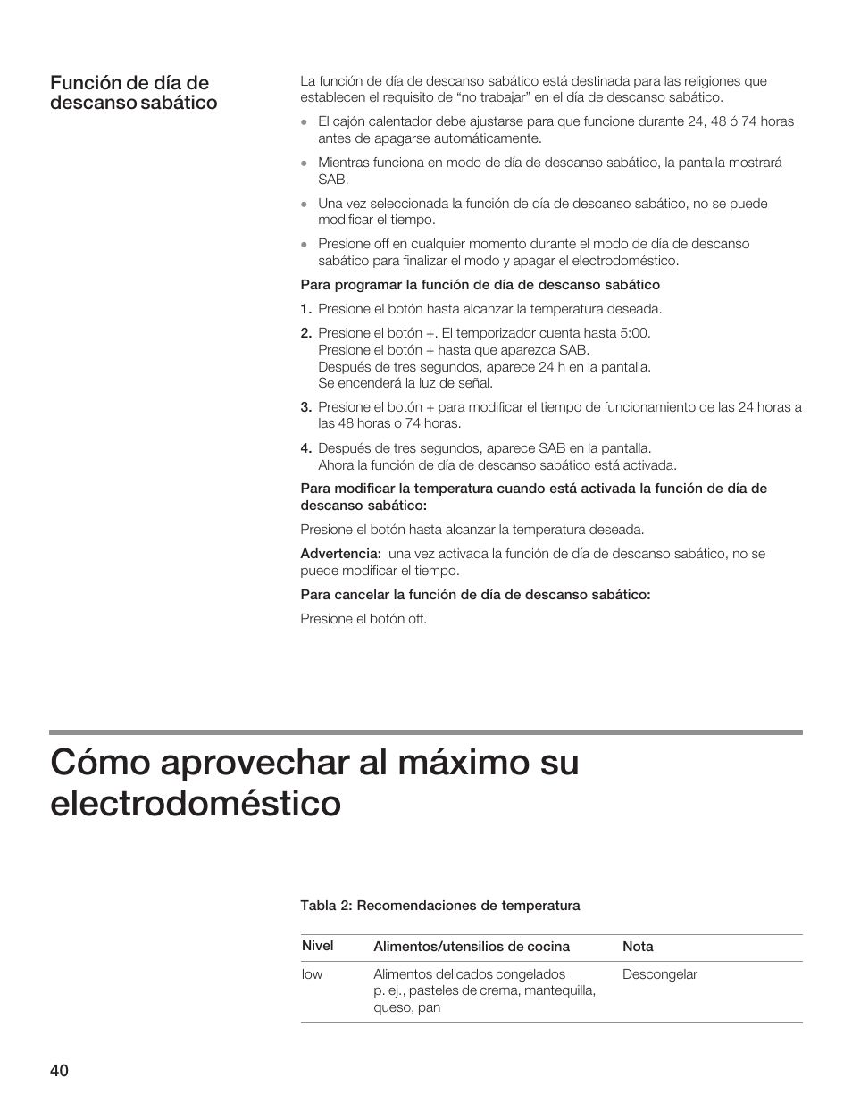 Cómo aprovechar al máximo su electrodoméstico | Siemens 30inc Warming Drawer User Manual | Page 40 / 48