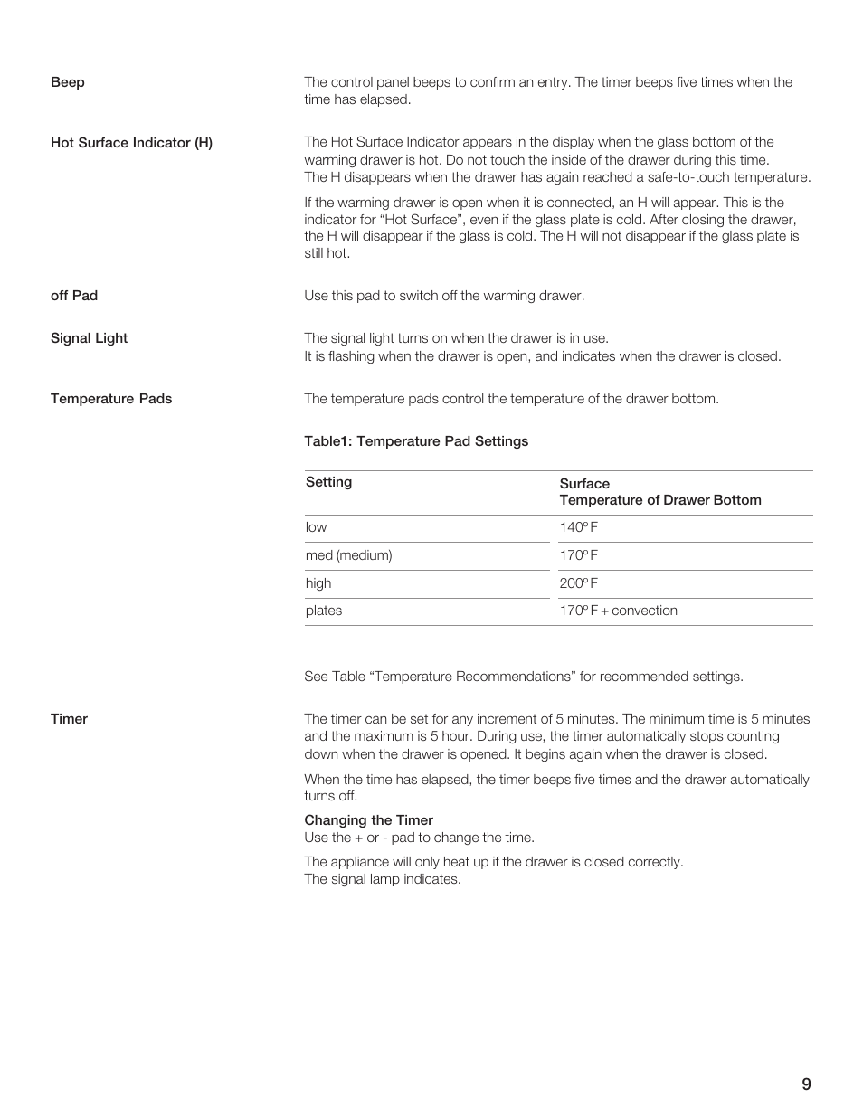 Siemens 30inc Warming Drawer User Manual | Page 9 / 48