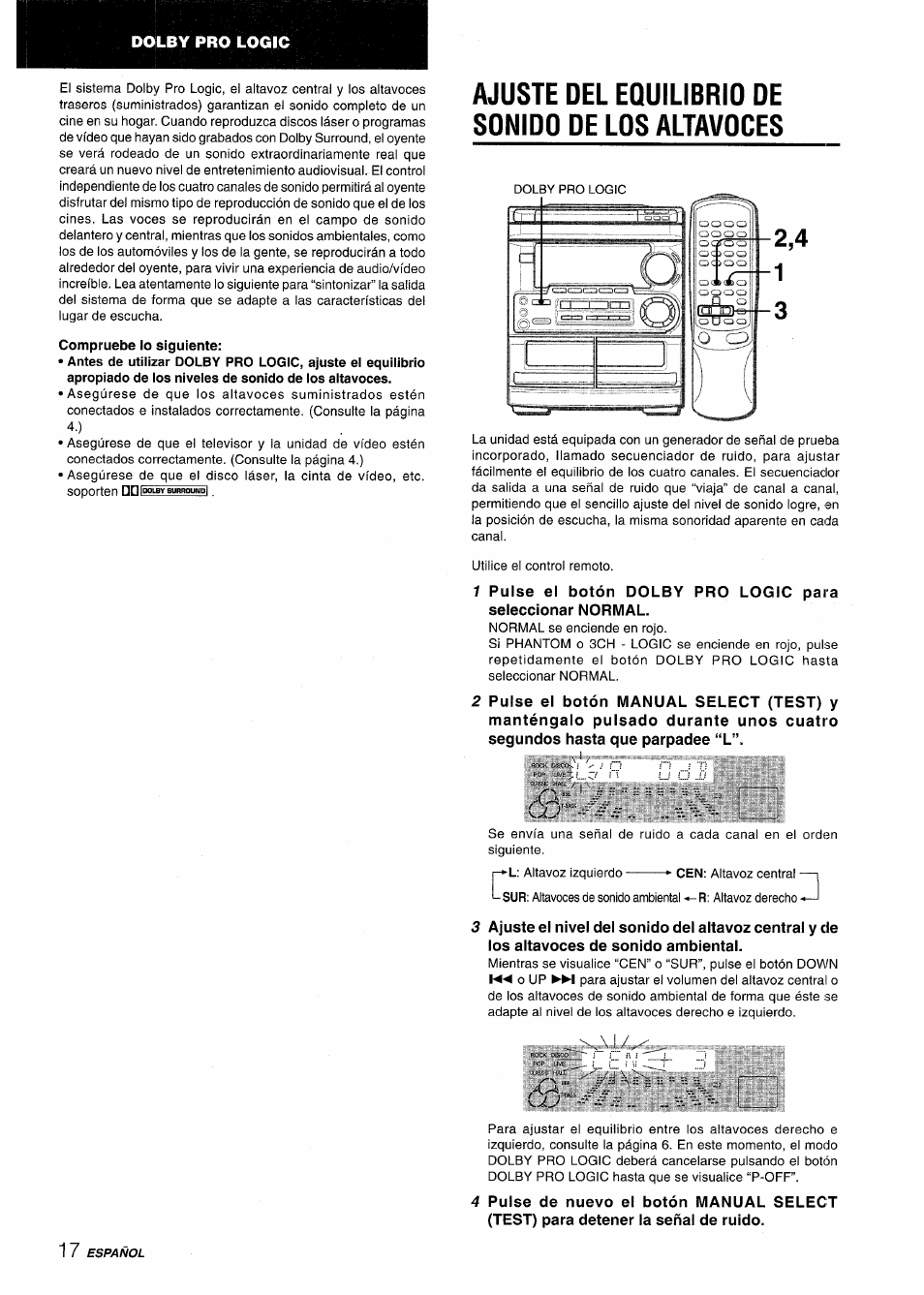 Compruebe lo siguiente, Ajuste del equilibrio de sonido de los altavoces | Aiwa CX-NMT50 User Manual | Page 44 / 80