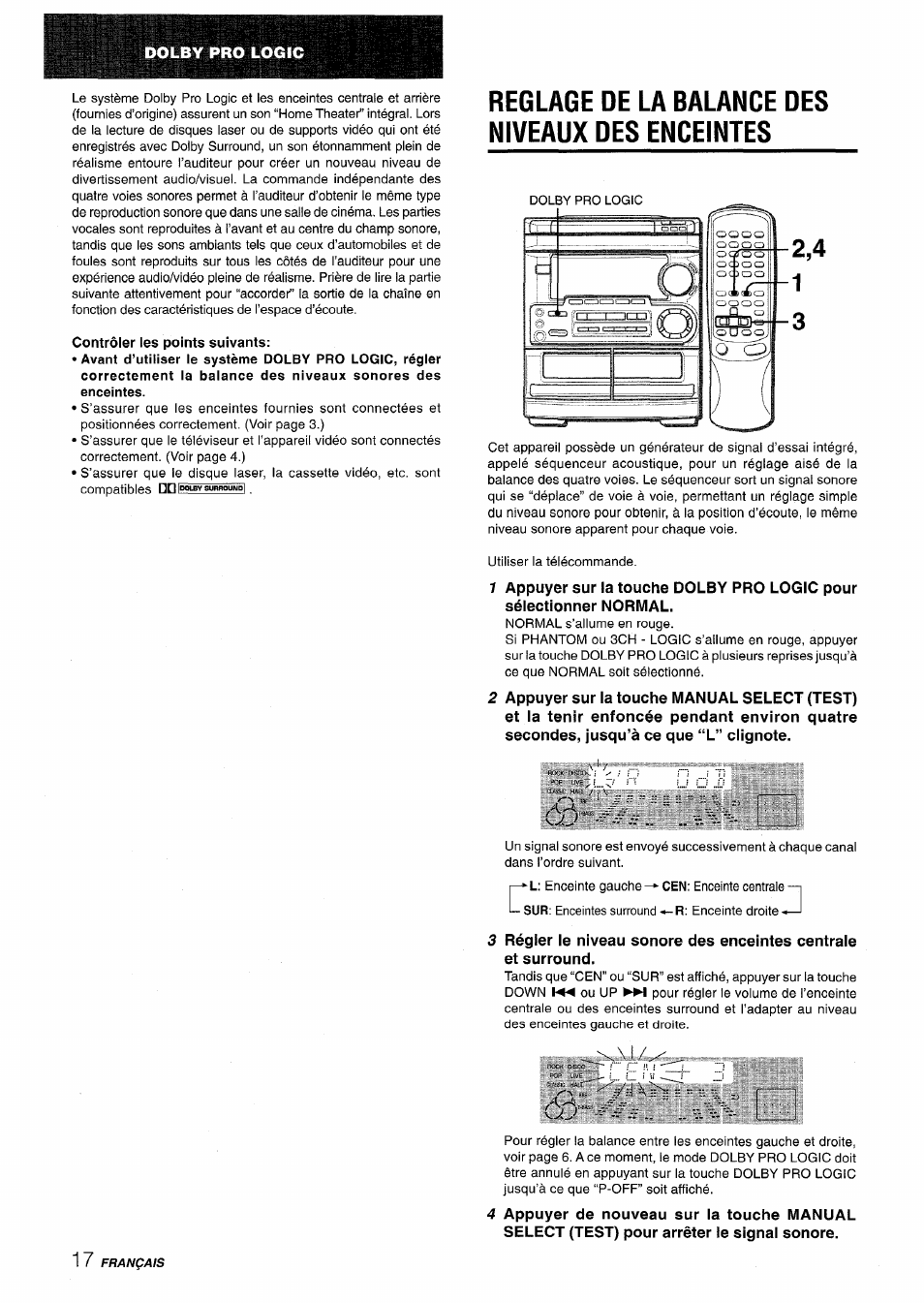 Contrôler les points suivants, Reglage de la balance des niveaux des enceintes | Aiwa CX-NMT50 User Manual | Page 70 / 80