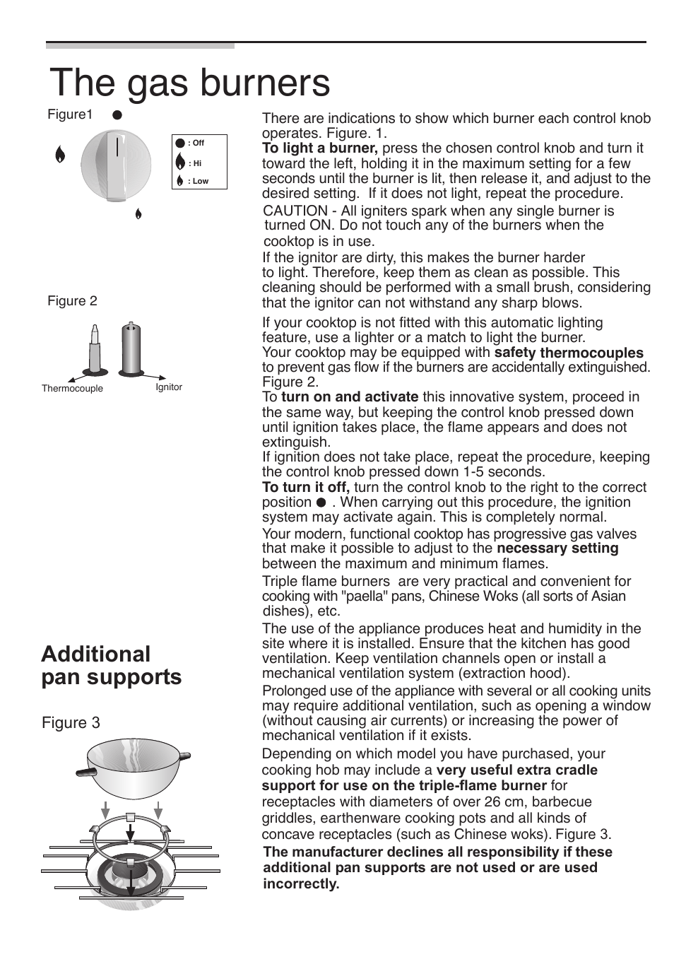 The gas burners, Additional pan supports | Siemens 30inc Stainless Gas Cooktop User Manual | Page 13 / 65