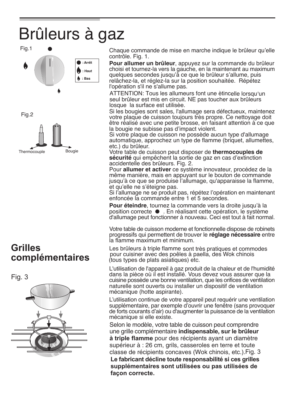 Brûleurs à gaz, Grilles complémentaires | Siemens 30inc Stainless Gas Cooktop User Manual | Page 34 / 65