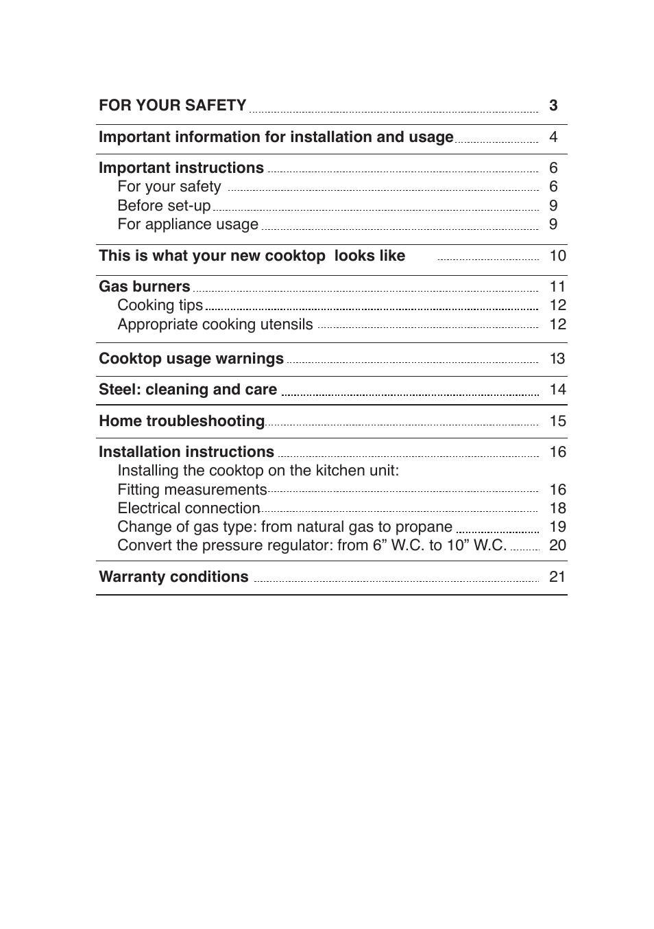 Siemens 30inc Stainless Gas Cooktop User Manual | Page 4 / 65