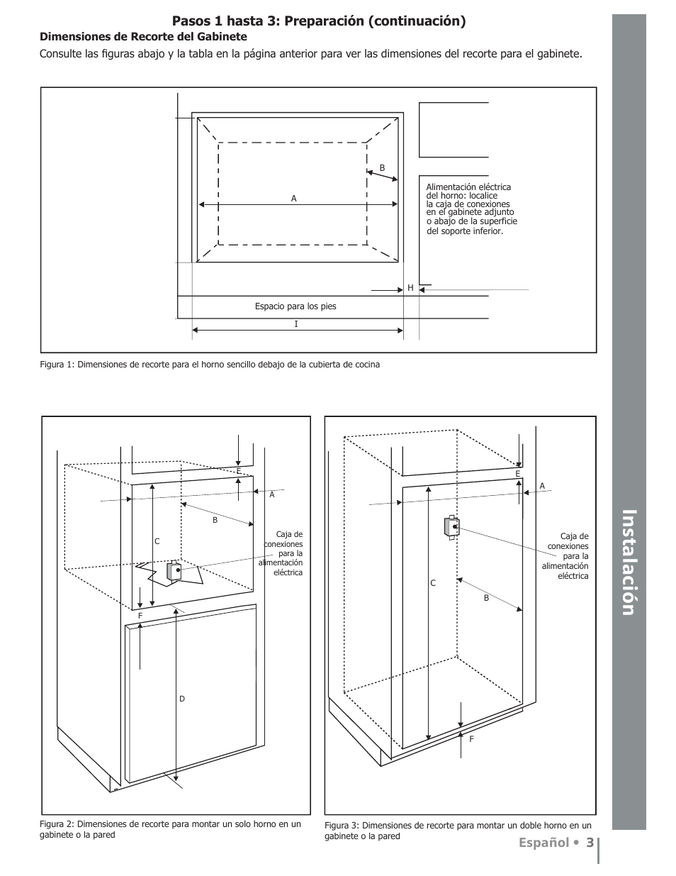 Español • 3, Pasos 1 hasta 3: preparación (continuación) | Siemens 30inc Electric Double Oven User Manual | Page 17 / 20