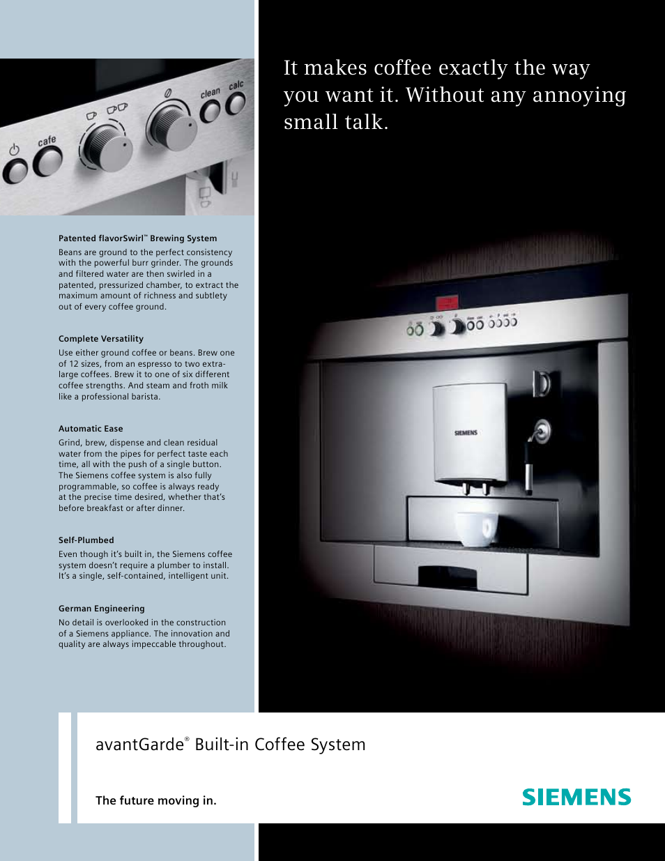 Siemens Built-in Coffee User Manual | 2 pages