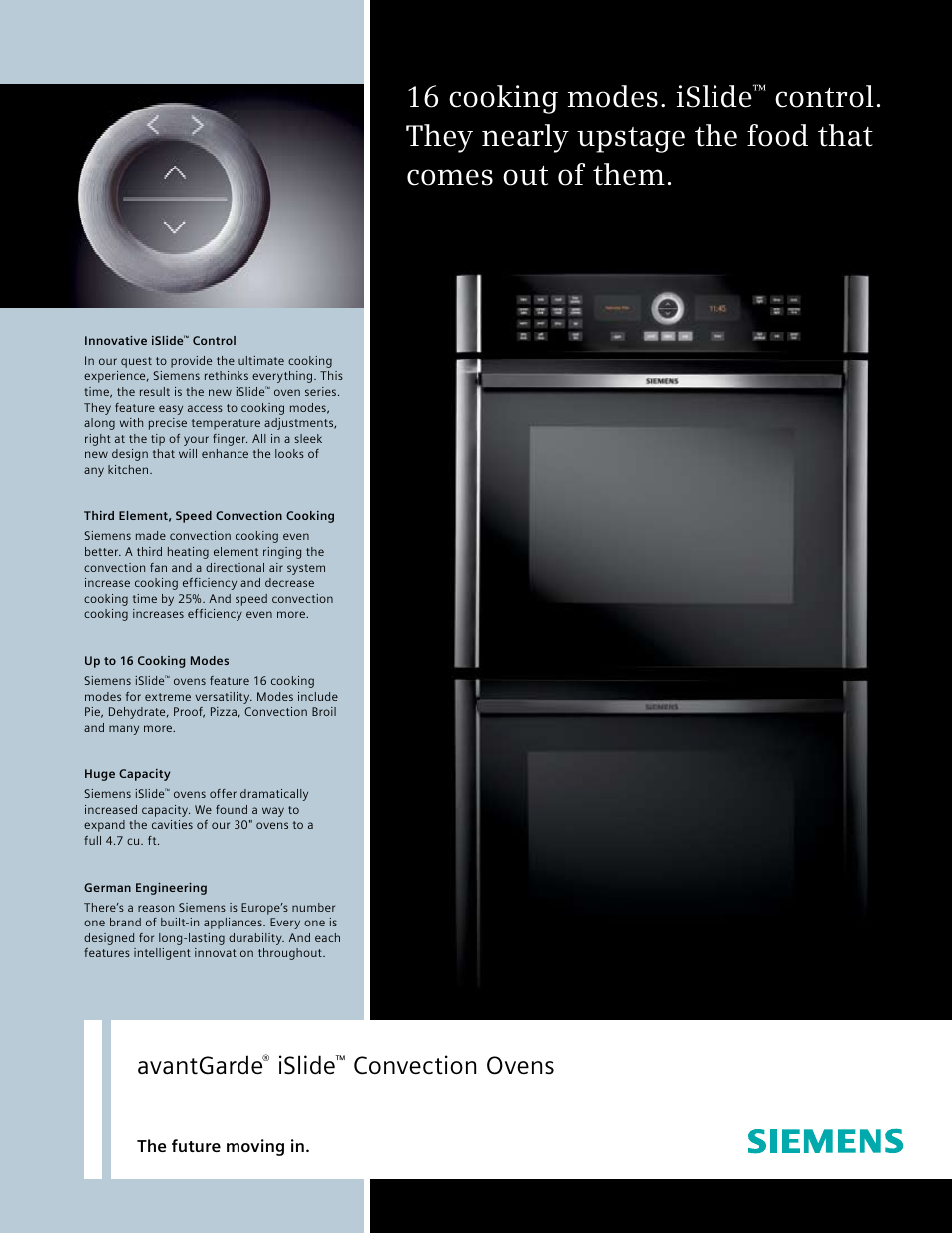Siemens 30inc iSlide Double Oven User Manual | 2 pages