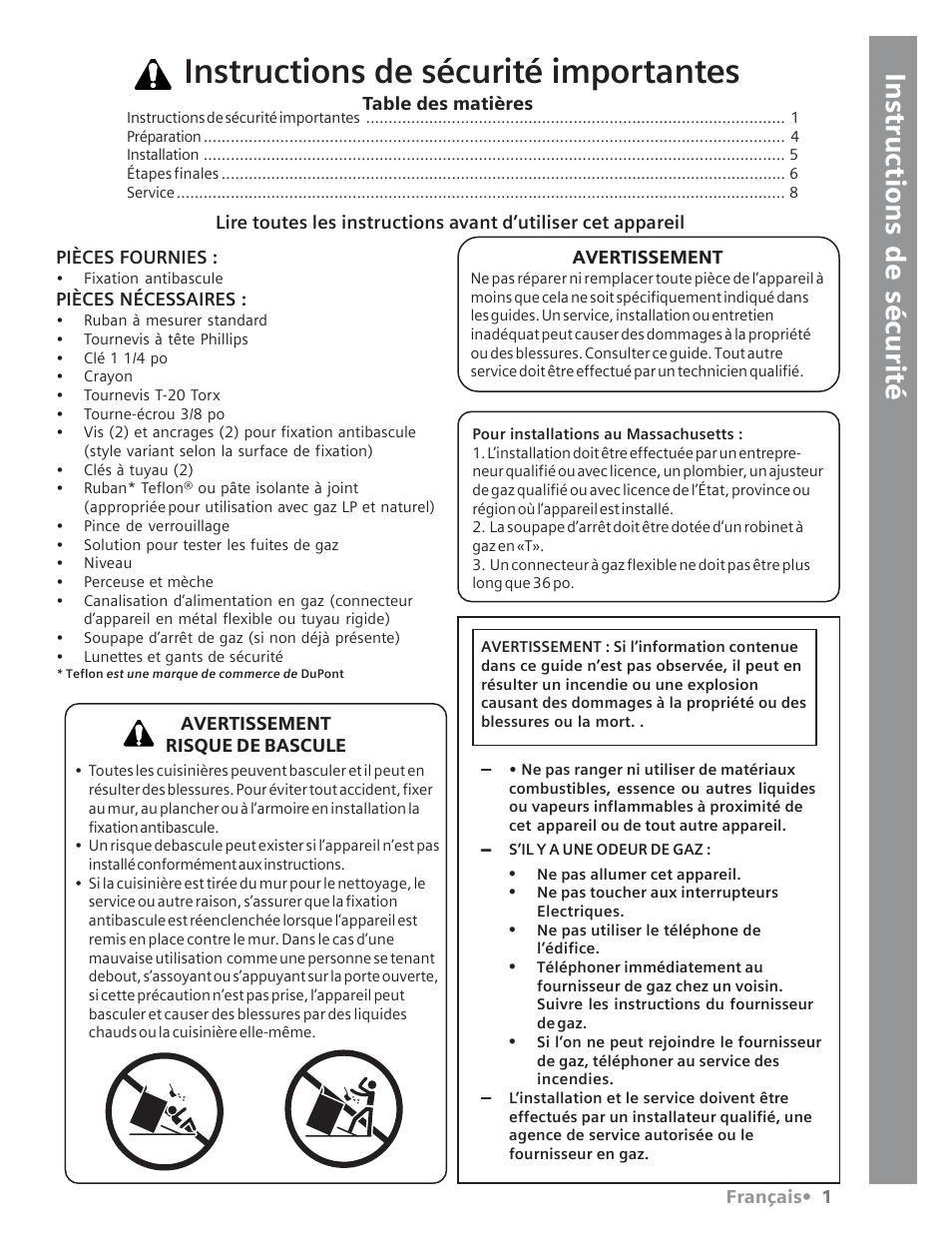 Instructions de sécurité importantes | Siemens Gas Range User Manual | Page 13 / 32