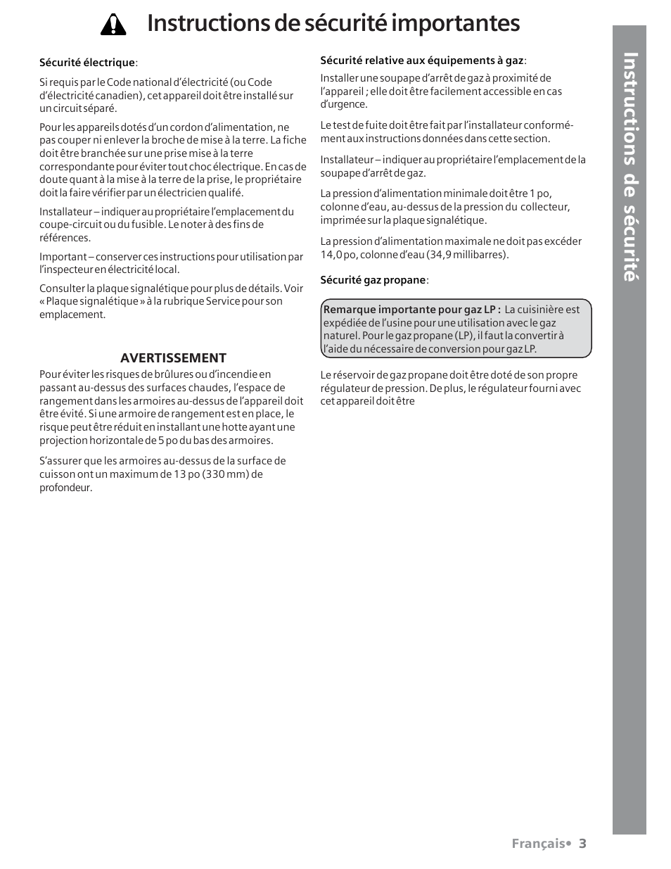 Instructions de sécurité importantes | Siemens Gas Range User Manual | Page 15 / 32
