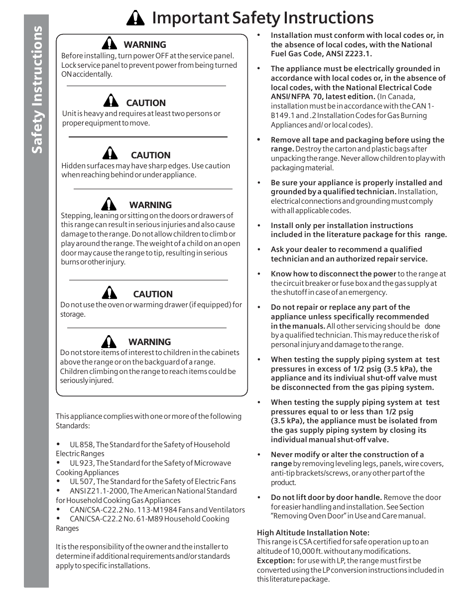 Important safety instructions | Siemens Gas Range User Manual | Page 4 / 32