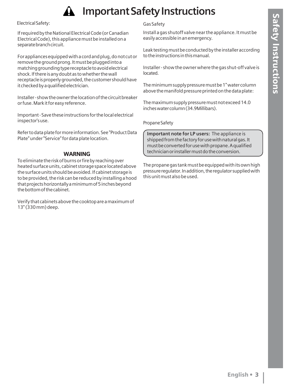Important safety instructions | Siemens Gas Range User Manual | Page 5 / 32