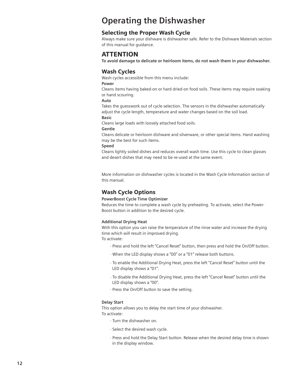 Operating the dishwasher, Attention | Siemens hiDefinition 48 dBA Dishwasher User Manual | Page 12 / 64