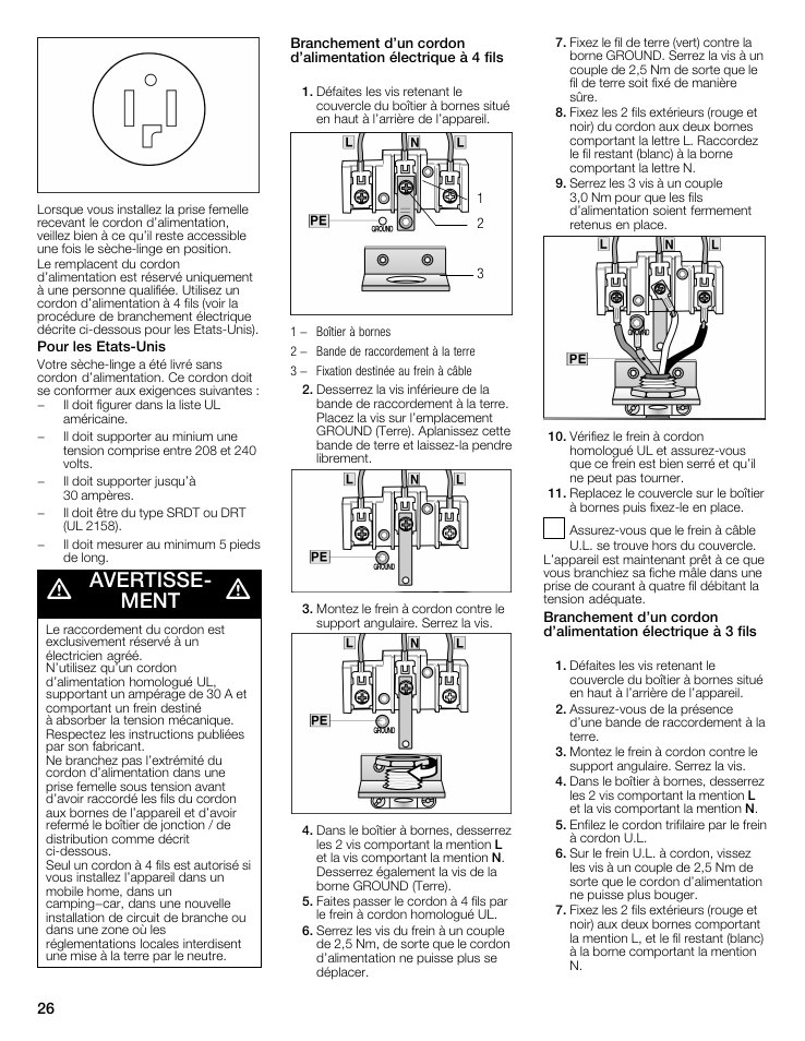 Avertisseć ment | Siemens 27 Electric Dryer User Manual | Page 26 / 64