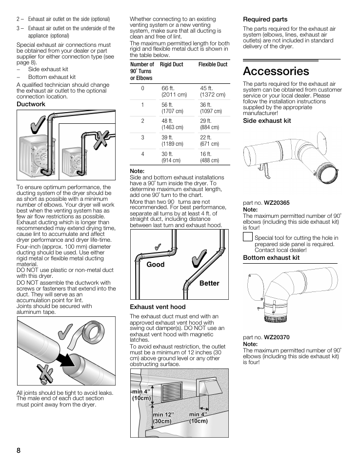 Accessories | Siemens 27 Electric Dryer User Manual | Page 8 / 64