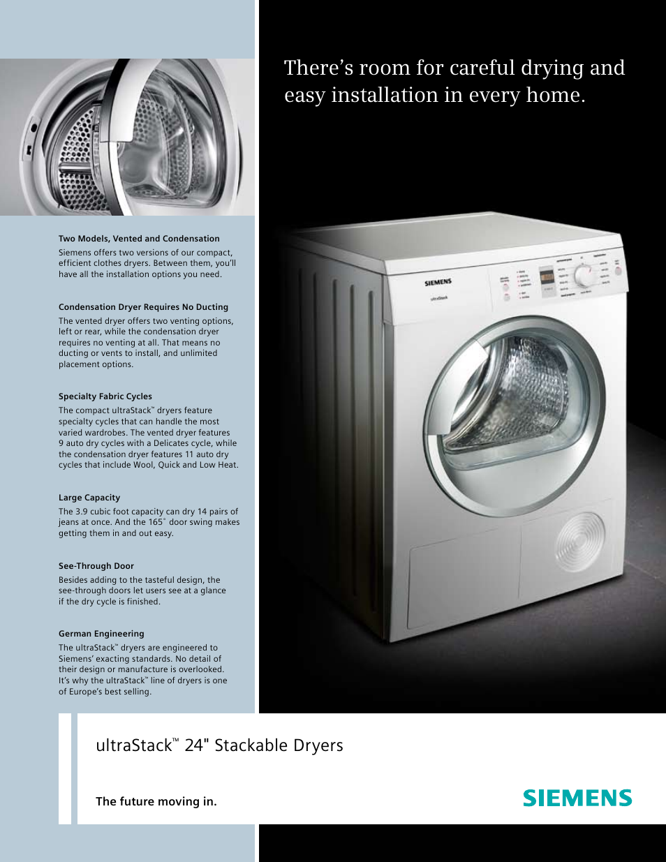 Siemens 24 Stackable Condensation Dryer User Manual | 2 pages